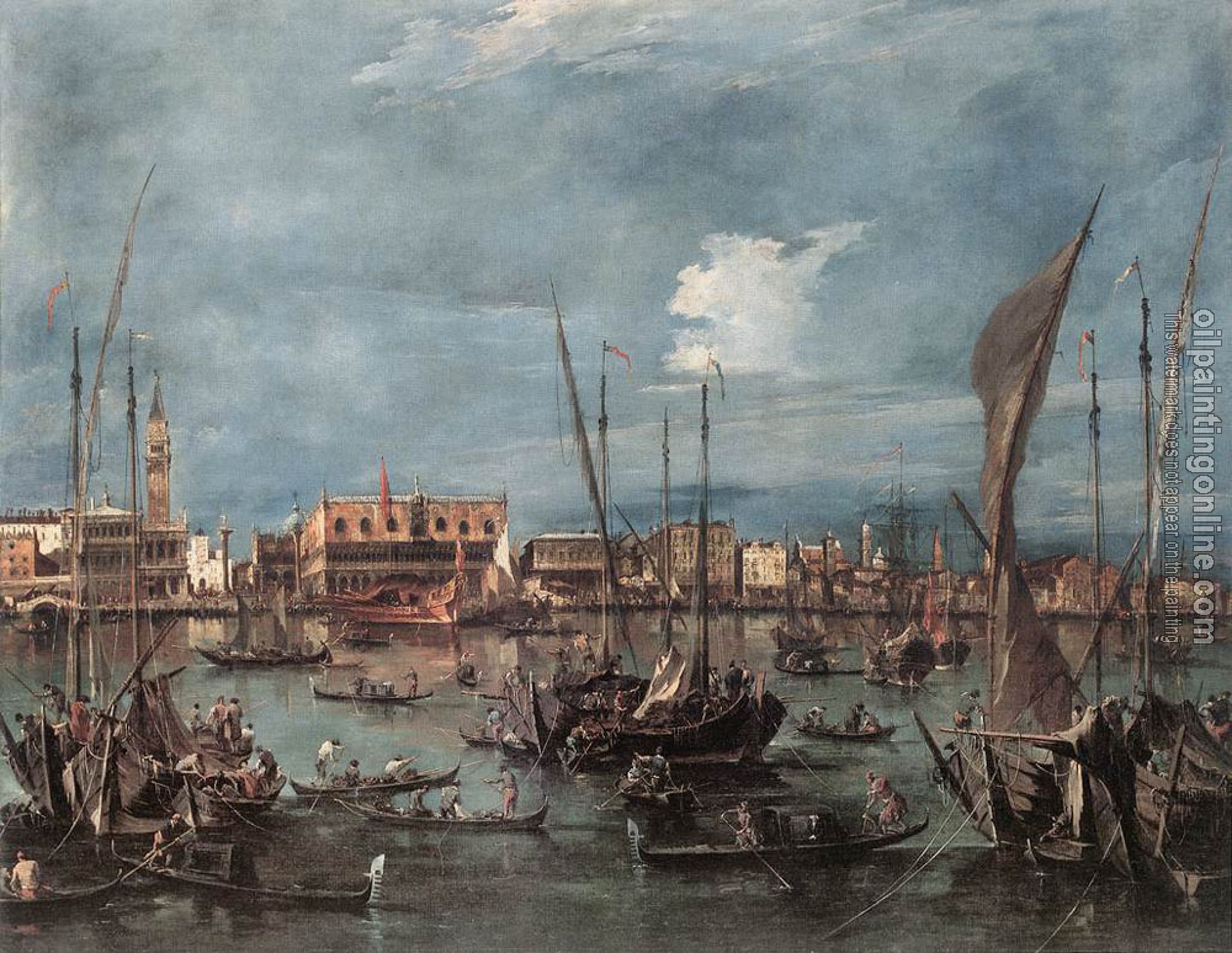 Francesco Guardi - The Molo and the Riva degli Schiavoni from the Bacino di San Marco